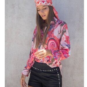 Las Surenas Stardust Pink Button Front Shirt M